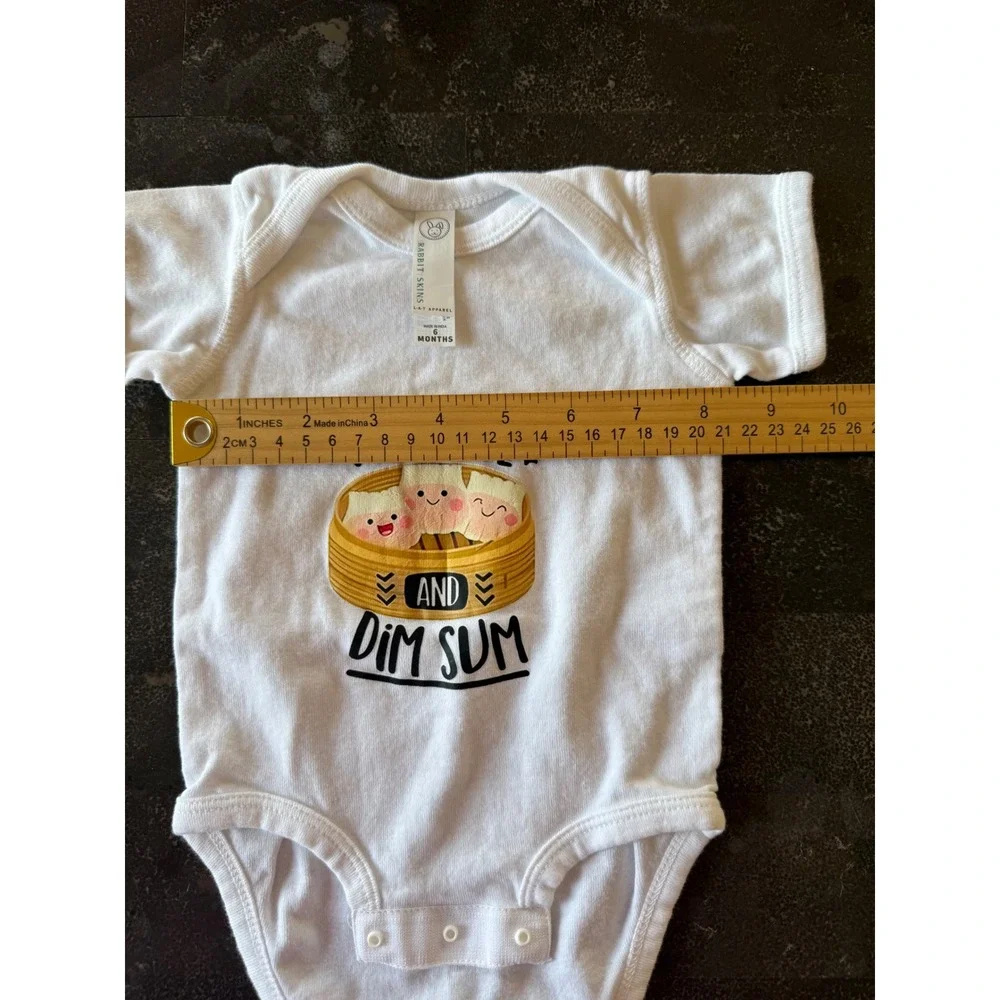 Rabbit Skins Baby 6 Months White I'm Cute and Dim Sum Dumpling Bodysuit RN 60626
